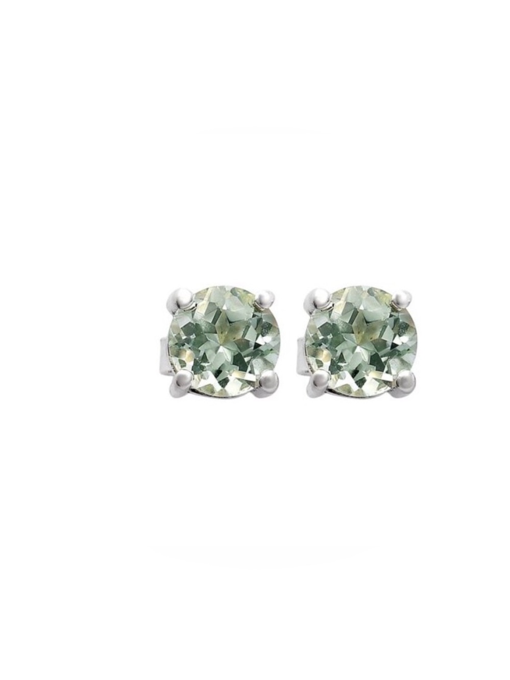 Prasiolite Stud Earrings in Sterling Silver